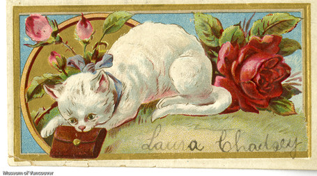 A 1880s calling card w rose